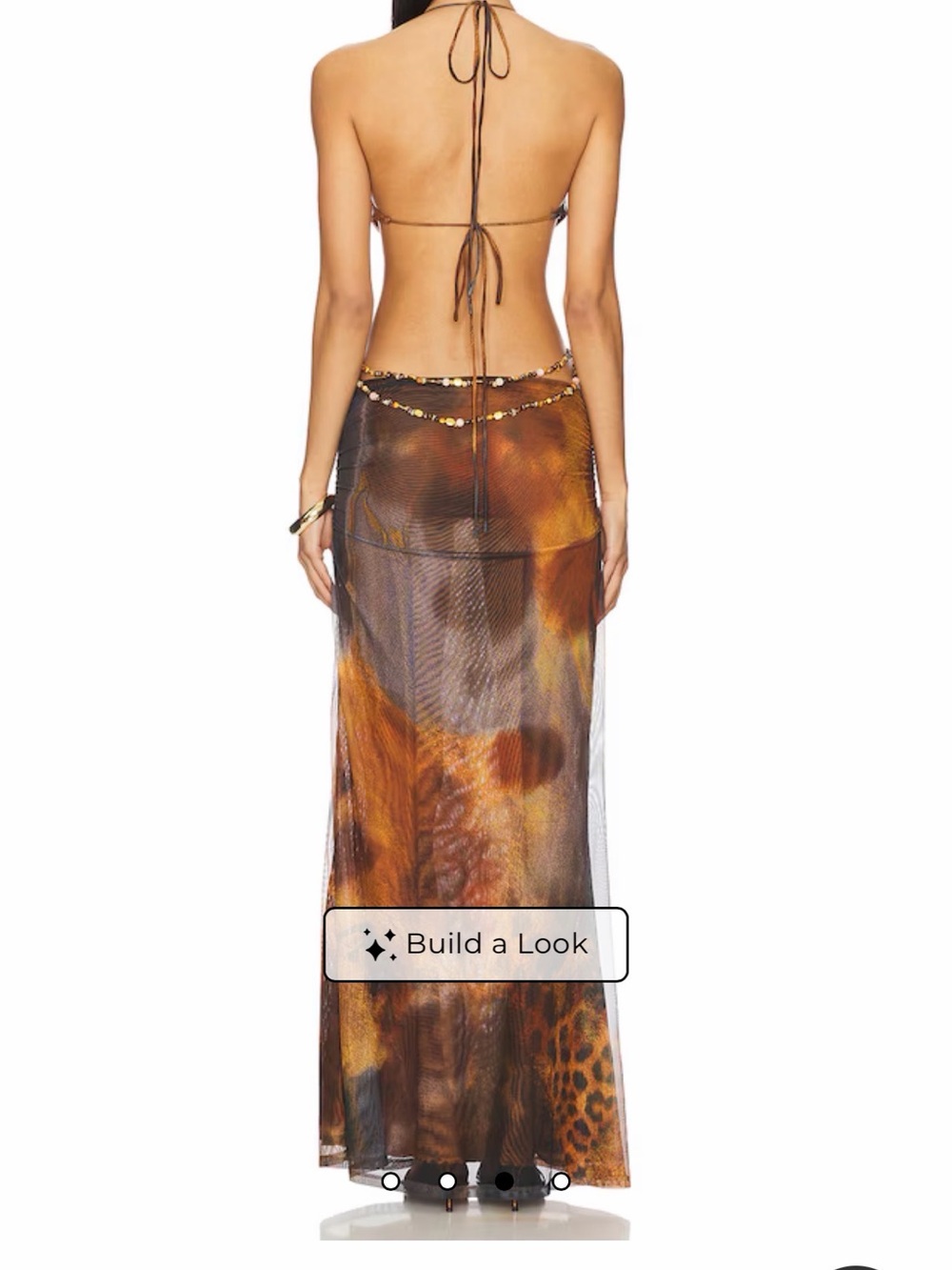 Jaded London Brown Leopard-Print Mesh Maxi Dress - Picture 4 of 4